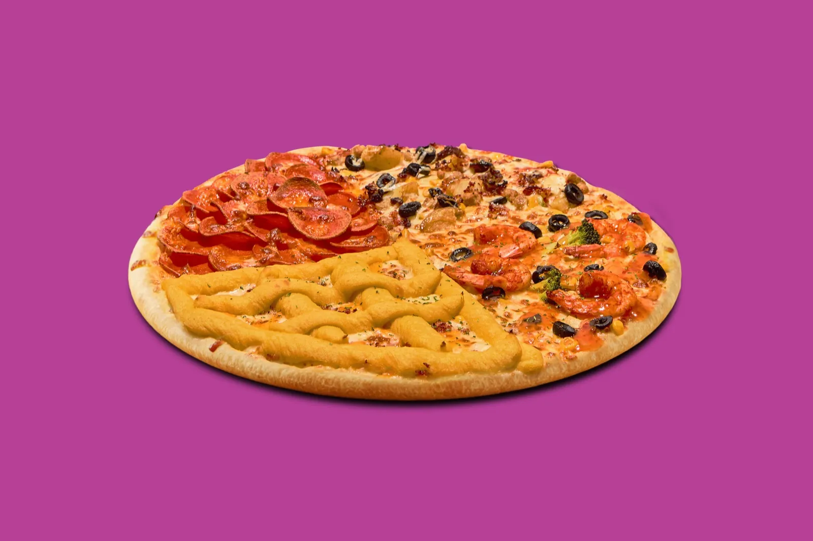 한판에 네가지 맛 쿼터피자